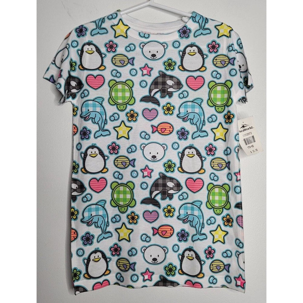 SeaWorld Park Whale Orca Sea Animals Kids Shirt Medium NEW $22 Cute Short Sleeve